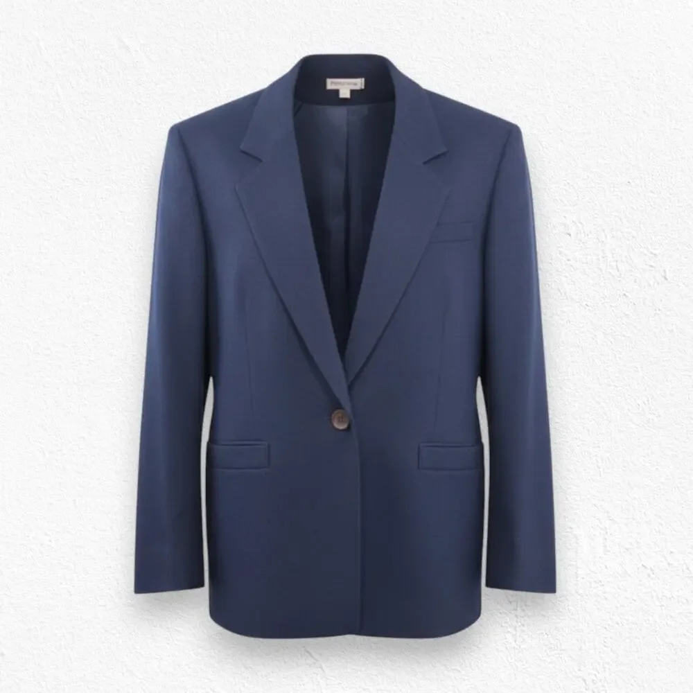 Vintage 1980s Pendleton Navy Wool Blazer Minimalist Officecore Size 6 Petite